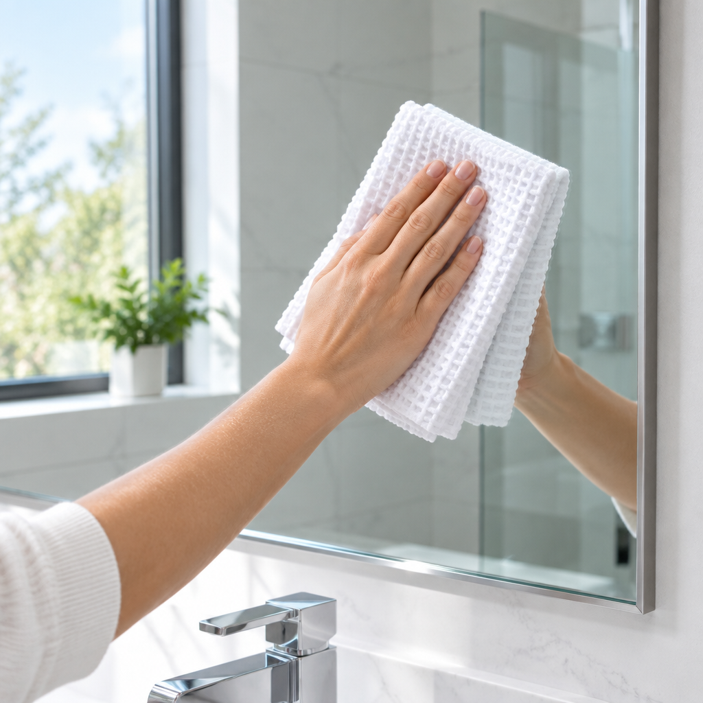 White Waffle Towel - Cleaning Lifestyle